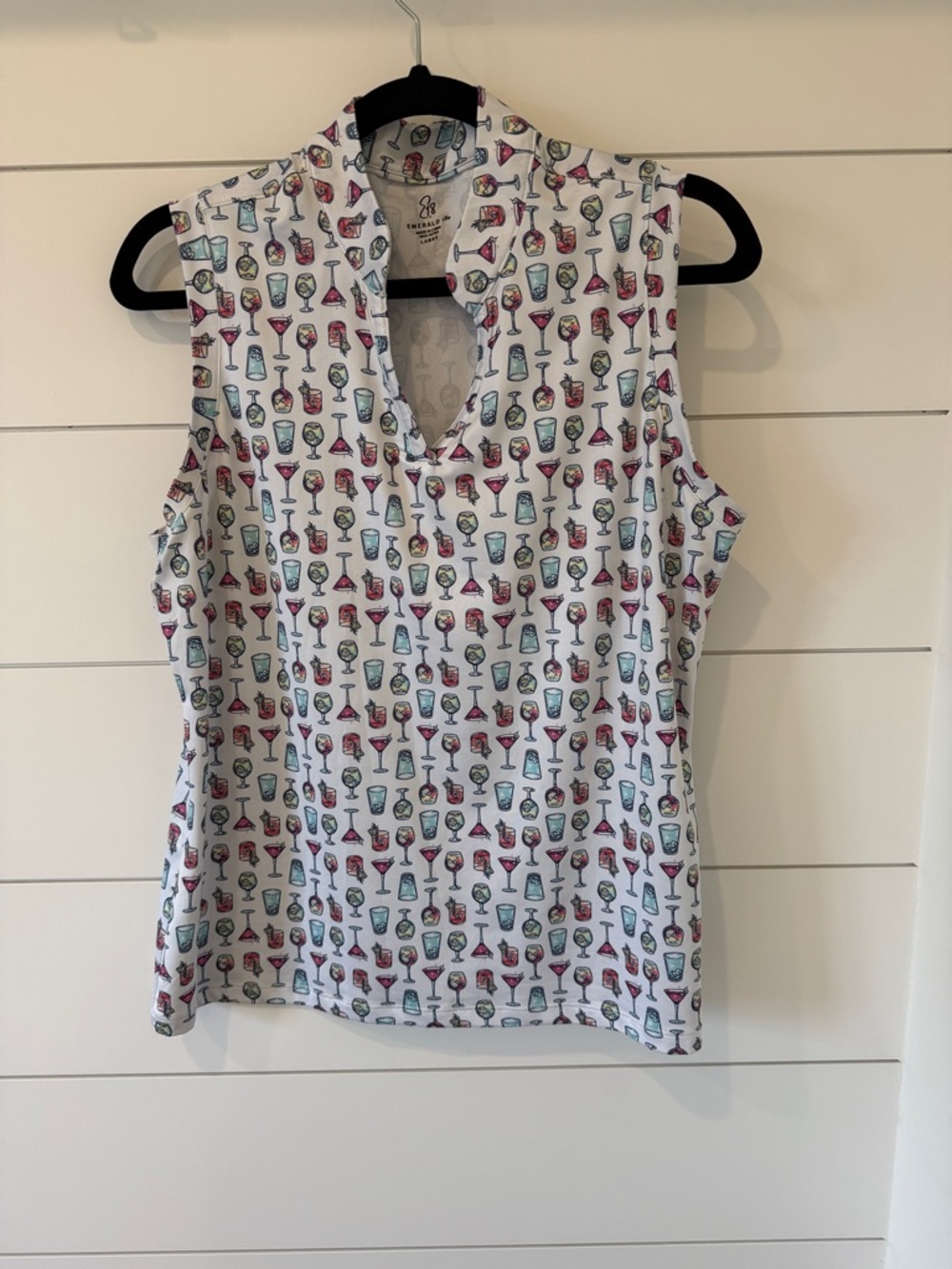 Emerald 18 Sleeveless Printed Cocktail-Glass Golf tee in White Size L